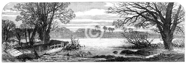 The Hunting Disaster in Yorkshire: the ferry-boat on the Ure, 1869. Creator: Unknown.