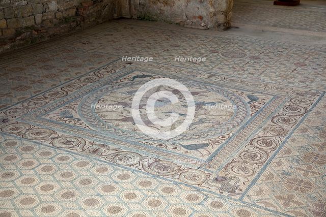 The hunting mosaic, Fountain House, Conimbriga, Portugal, 2009. Creator: Samuel Magal.
