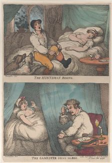 The Huntsman Rising; The Gamester Going to Bed, [July 31, 1809],..., [July 31, 1809], reissued 1811. Creator: Thomas Rowlandson