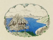The Hut on Chicken Legs. Illustration to the poem Ruslan and Lyudmila by A. Pushkin, 1921-1926. Creator: Chekhonin, Sergei Vasilievich (1878-1936)