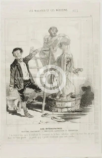 The Hydropaths: Second Treatment (plate 2), 1843. Creator: Charles Emile Jacque.
