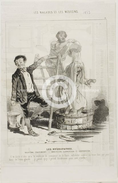 The Hydropaths: Second Treatment (plate 2), 1843. Creator: Charles Emile Jacque.