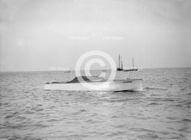 The hydroplane 'Columbine' at anchor. Creator: Kirk & Sons of Cowes.