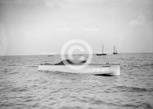 The hydroplane 'Columbine' at anchor. Creator: Kirk & Sons of Cowes.