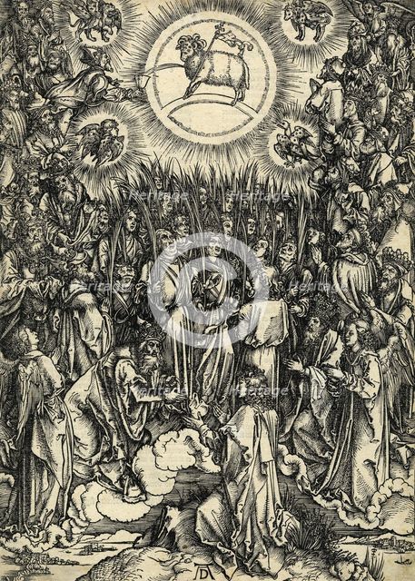 The hymn in adoration of the lamb. From Apocalypsis cum Figuris, 1498.