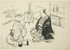 The Hahakigi Chapter from "The Tale of Genji" (Genji Hahakigi), from a series of Genji..., c.1710. Creator: Okumura Masanobu