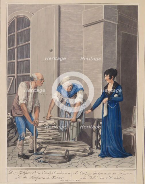 The hairdresser and the shoe repairer in Vienna. (Vienna scenes and popular pastimes), 1804-1812. Creator: Opiz, Georg Emanuel (1775-1841).