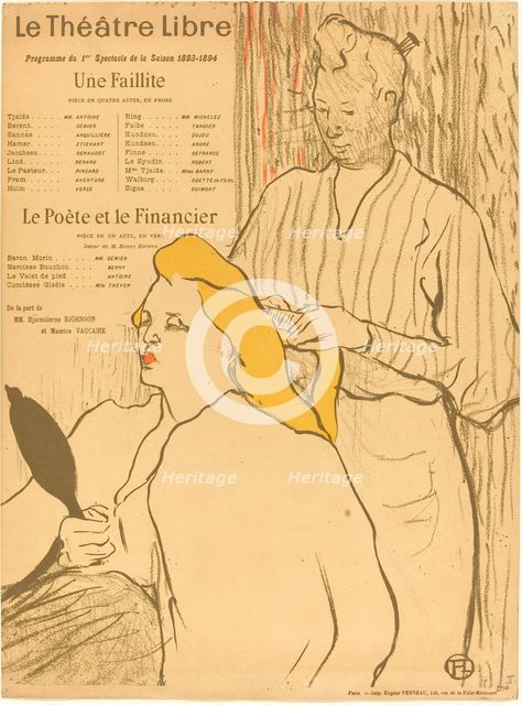 The Hairdresser - Program for the Theatre-Libre (Le coiffeur - Programme du Théatre-Libre), 1893. Creator: Henri de Toulouse-Lautrec.