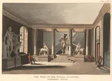 The Hall at the Royal Academy, Sommerset House, 1 May 1810. Creator: Thomas Hosmer Shepherd