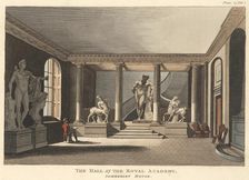 The Hall at the Royal Academy, Sommerset House, 1 May 1810. Creator: Thomas Hosmer Shepherd