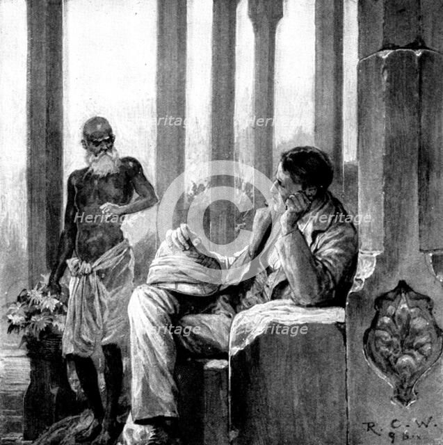 The Hall of Audience: It was an old man with a shaven head, and a very clean saffron cloth..., 1898. Creator: Unknown.