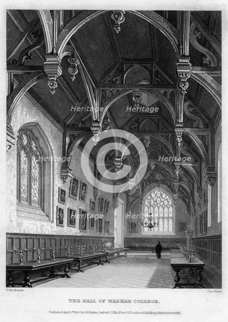 The Hall of Wadham College, Oxford University, 1836.Artist: John Le Keux