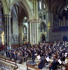 The Halle Orchestra in a performance at Lincoln Cathedral, Lincolnshire, 1973. Artist: Michael Walters