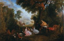 The Halt During the Chase ('Rendez-vous de chasse'), 1717-1720. Artist: Jean-Antoine Watteau