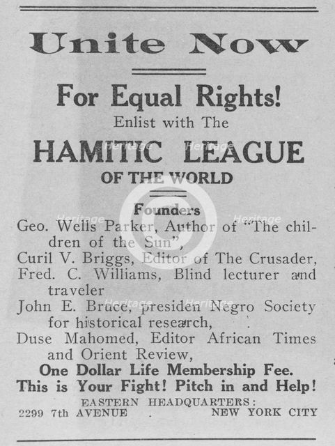 The Hamitic League of the World, 1918-1922. Creator: Unknown.