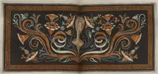 The Hamilton Vase: Colour plate of woman's head among plant motifs, 1766 [-1767]. Creator: Unknown
