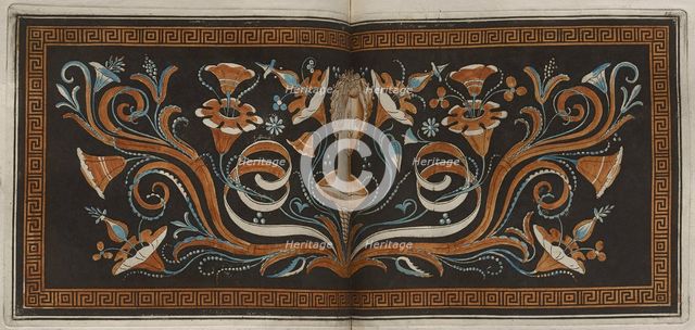 The Hamilton Vase: Colour plate of woman's head among plant motifs, 1766 [-1767].  Creator: Unknown.