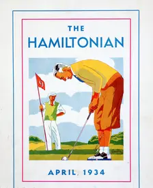 The Hamiltonian Illustration of golfer putting, April 1934. Creator: Unknown