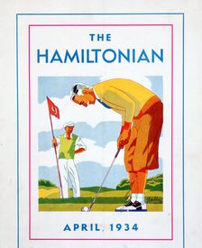 The Hamiltonian Illustration of golfer putting, April 1934. Creator: Unknown