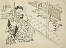 The Hanachirusato Chapter from "The Tale of Genji" (Genji Hanachirusato), from a series..., c. 1710. Creator: Okumura Masanobu