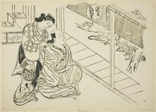The Hanachirusato Chapter from "The Tale of Genji" (Genji Hanachirusato), from a series..., c. 1710. Creator: Okumura Masanobu