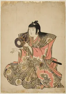 The Hand-Drum Player, from an untitled series of five musicians, 1780s. Creator: Kitao Shigemasa