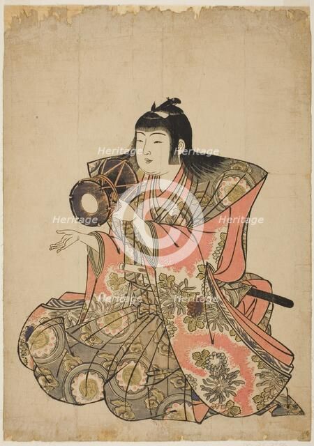 The Hand-Drum Player, from an untitled series of five musicians, 1780s. Creator: Kitao Shigemasa.
