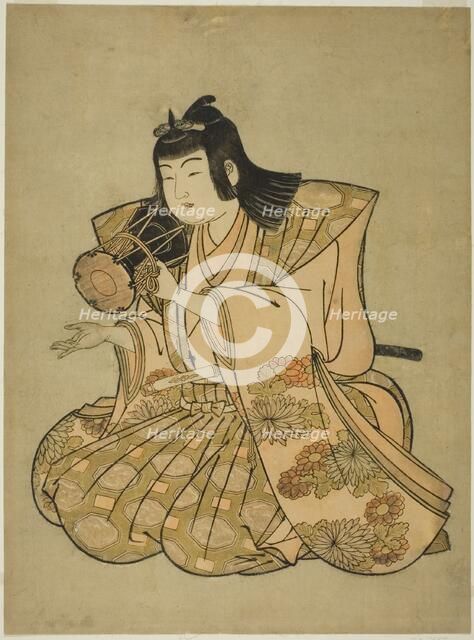 The Hand-Drum Player, from an untitled series of five musicians, 1780s. Creator: Kitao Shigemasa.