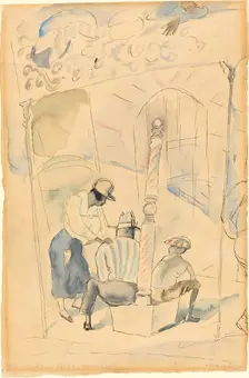 The Handsome Barber, c. 1914-1920. Creator: Jules Pascin