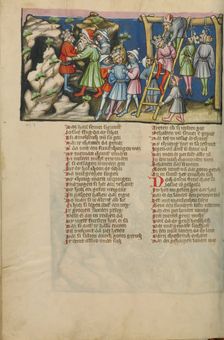 The Hanging of the Five Kings; Weltchronik, about 1400-1410. Creator: Unknown