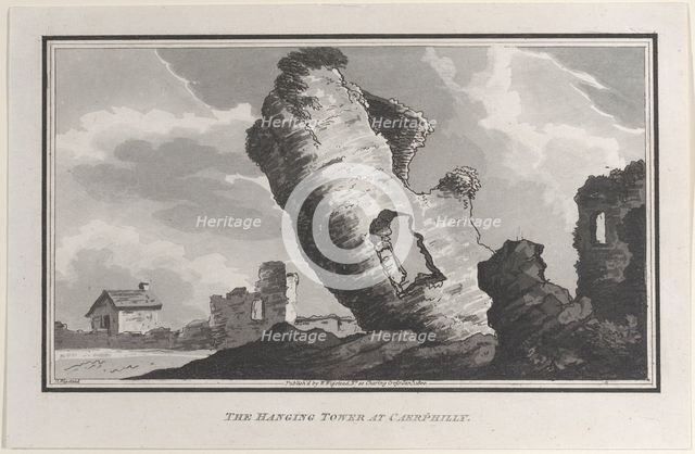 The Hanging Tower at Caerphilly, from "Remarks on a Tour to North and South Wales, 1800. Creator: John Hill.