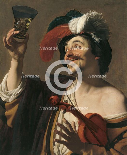 The happy Violinist. Artist: Honthorst, Gerrit, van (1590-1656)