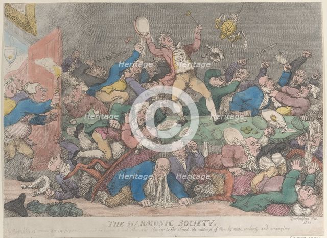The Harmonic Society, [1810], reissued 1811., [1810], reissued 1811. Creator: Thomas Rowlandson.