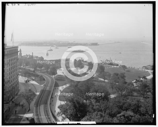 The Harbor and Battery Park, New York, N.Y., c1908. Creator: Unknown.