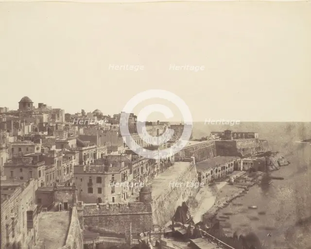 The Harbor at Valletta, Malta, 1850s. Creator: Calvert Jones.