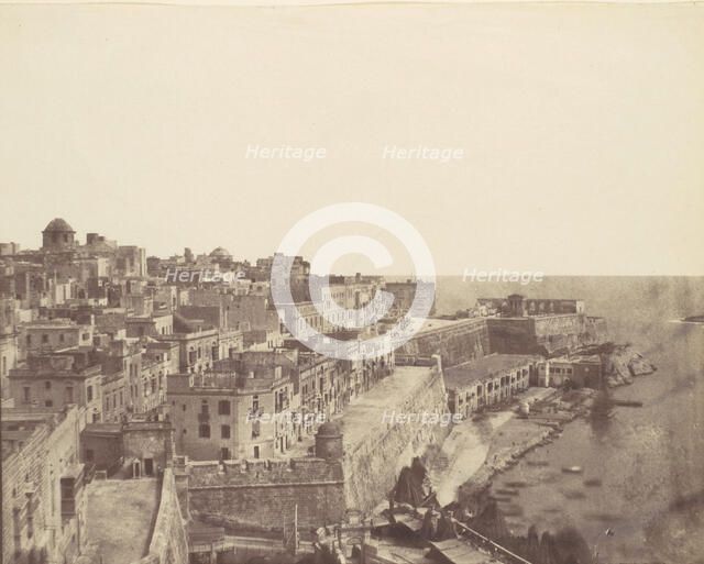 The Harbor at Valletta, Malta, 1850s. Creator: Calvert Jones.