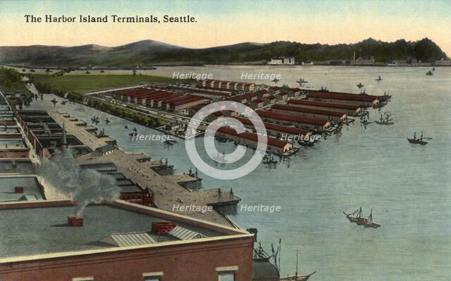 The Harbor Island terminals, Seattle, Washington, USA, 1913. Artist: Unknown