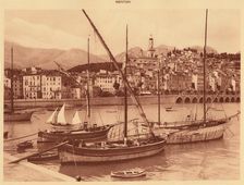 The harbour and old town, Menton 1930. Creator: Unknown