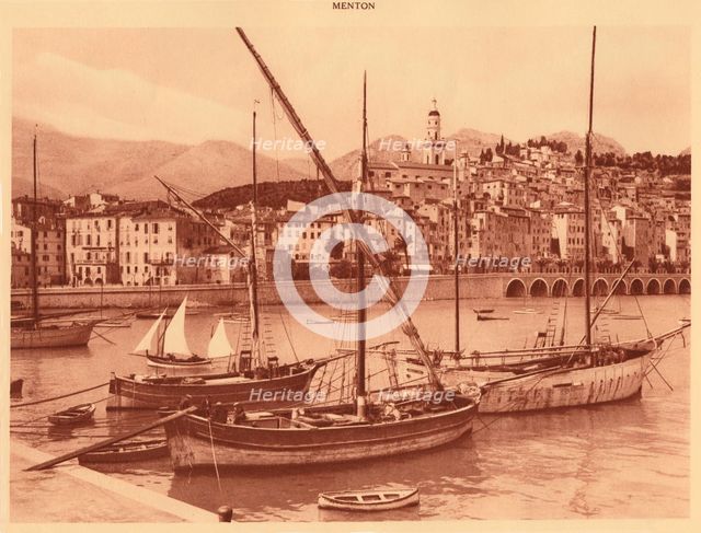 'The harbour and old town, Menton', 1930. Creator: Unknown.