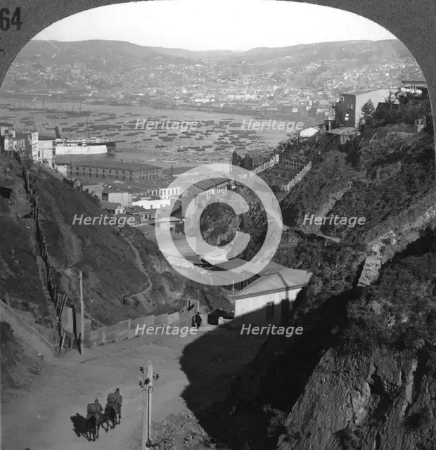 The harbour and city of Valparaiso, Chile, c1900s. Artist: Unknown