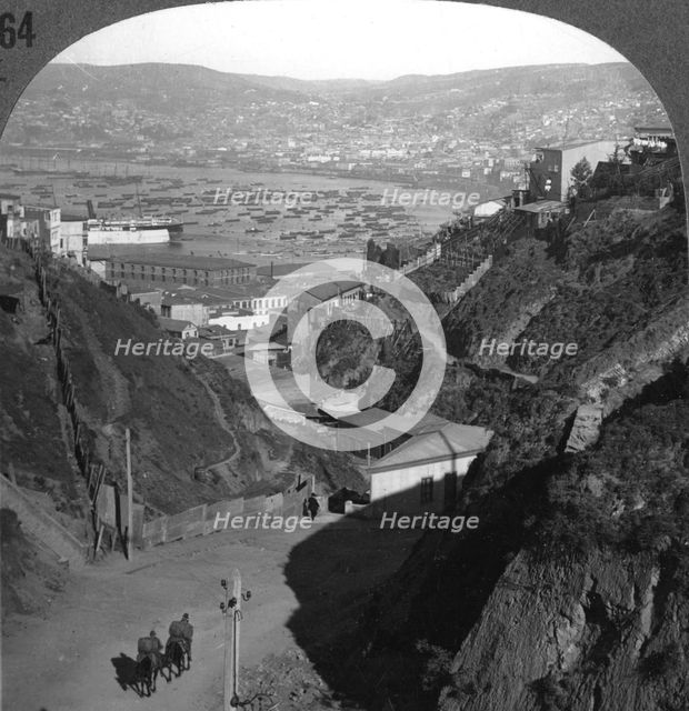 The harbour and city of Valparaiso, Chile, c1900s. Artist: Unknown