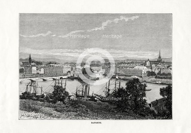 The harbour at Bayonne, France, 1879. Artist: Unknown
