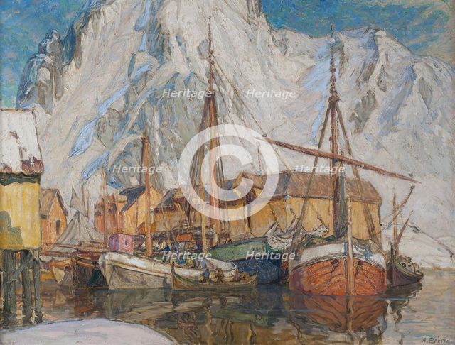 The Harbour at Svolvaer, Lofoten. Creator: Anna Katarina Boberg.