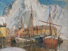 The Harbour at Svolvaer, Lofoten. Creator: Anna Katarina Boberg