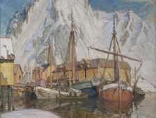 The Harbour at Svolvaer, Lofoten. Creator: Anna Katarina Boberg