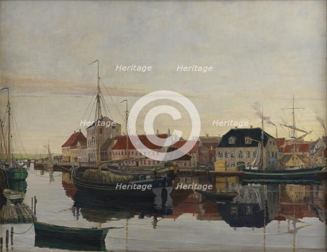 The harbour at Randers, 1906. Creator: Johan Rohde.
