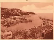 The harbour entrance and Mont-Boron, Nice 1930. Creator: Unknown
