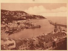 The harbour entrance and Mont-Boron, Nice 1930. Creator: Unknown