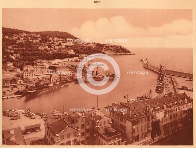 'The harbour entrance and Mont-Boron, Nice', 1930. Creator: Unknown.