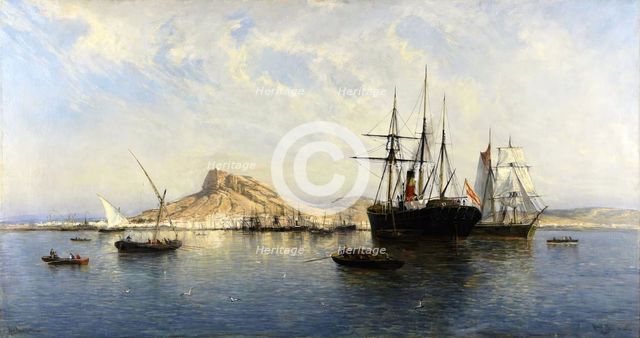The harbour of Alicante, 1881. Creator: Rafael Monleon.